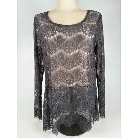 Whimsigoth Blouse Dark Romantic SIZE XL Gary Sheer Lace Tunic 90s Fairy Grunge - Picture 1 of 8